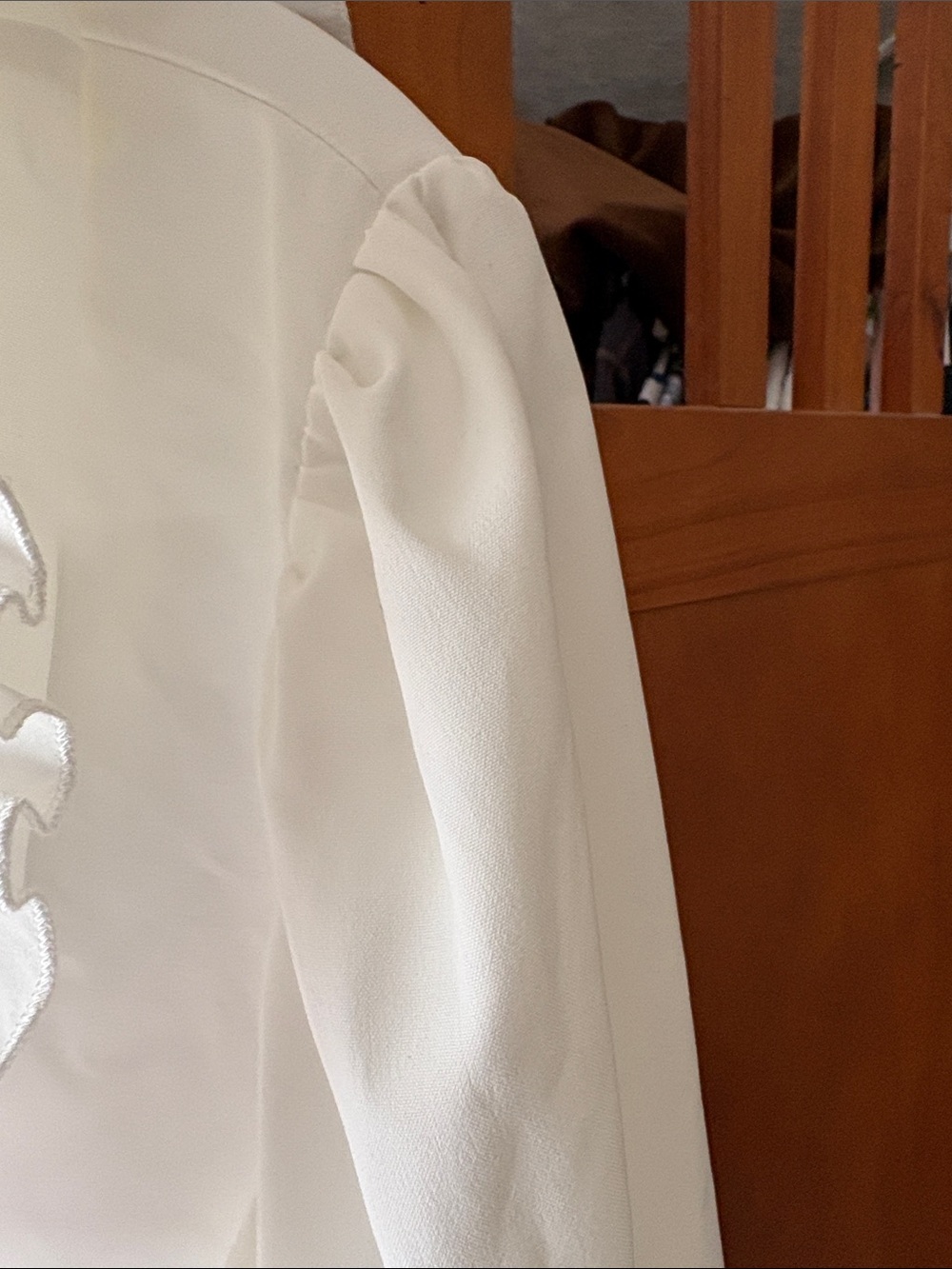 White Ruffled Collar Button-Front Blouse - Picture 6 of 6